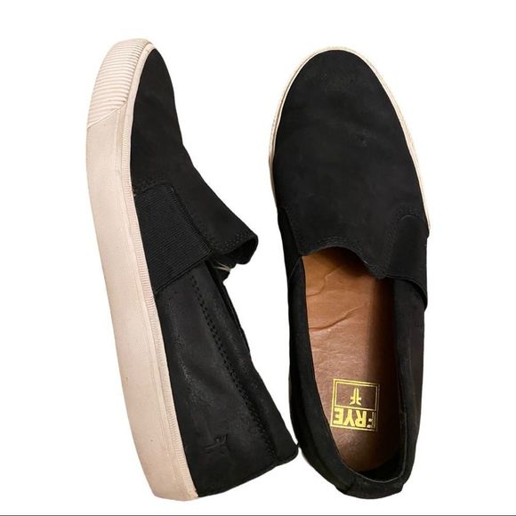 Frye Men’s Black Leather Slip On Sneaker Shoes Size 11.5 - Picture 8 of 13